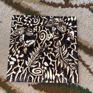 Handmade wood burning little panel art piece
